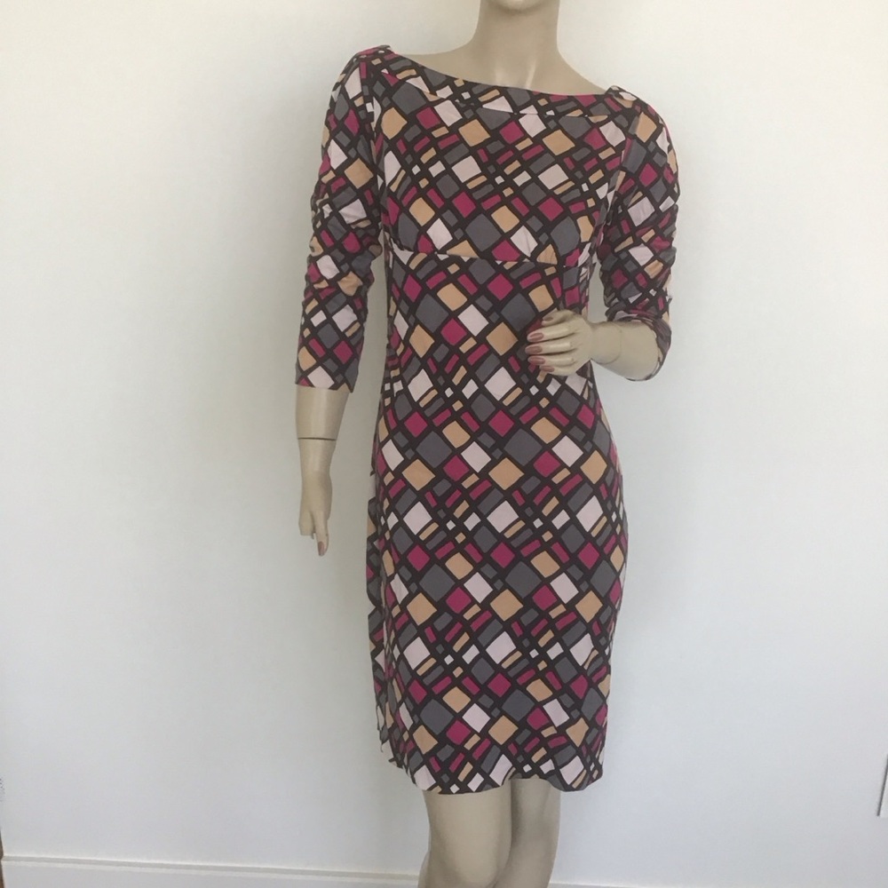 Diane‎ Von Furstenberg DVF SOFFER Pink Geometric Print Silk Jersey Dress 4